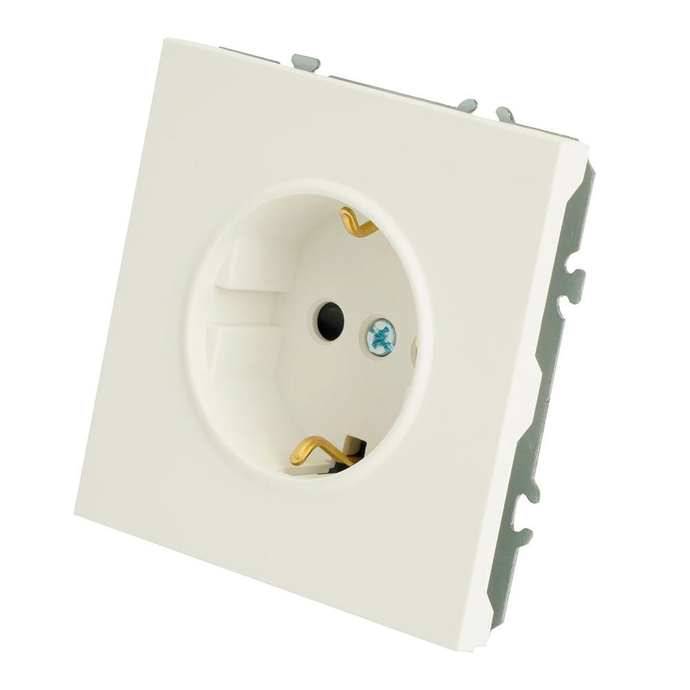 Розетка 1-местная с защитной шторкой с/з (механизм), STEKKER, 250В, 16А, серия Эмили, RST16-5110-01, белый фарфор, soft touch (49880) - Viokon.com