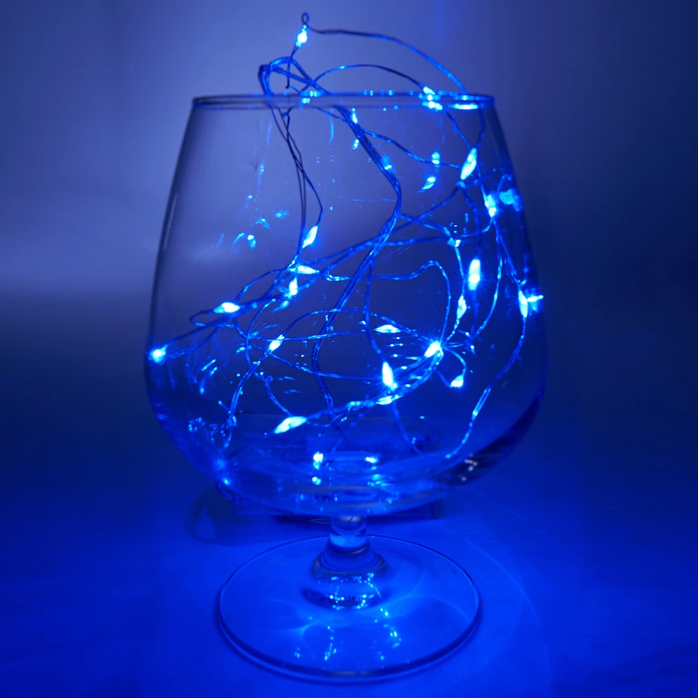 Светодиодная гирлянда Feron CL570 линейная Роса, синий, статичная, 2м + 0.5м, с питанием от батареек, прозрачный шнур (32367) - Viokon.com