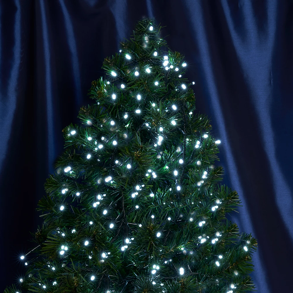 Светодиодная гирлянда Кластер Feron CL10 линейная 20м + 3м 230V 5000К, c питанием от сети, зеленый шнур (48180) - Viokon.com