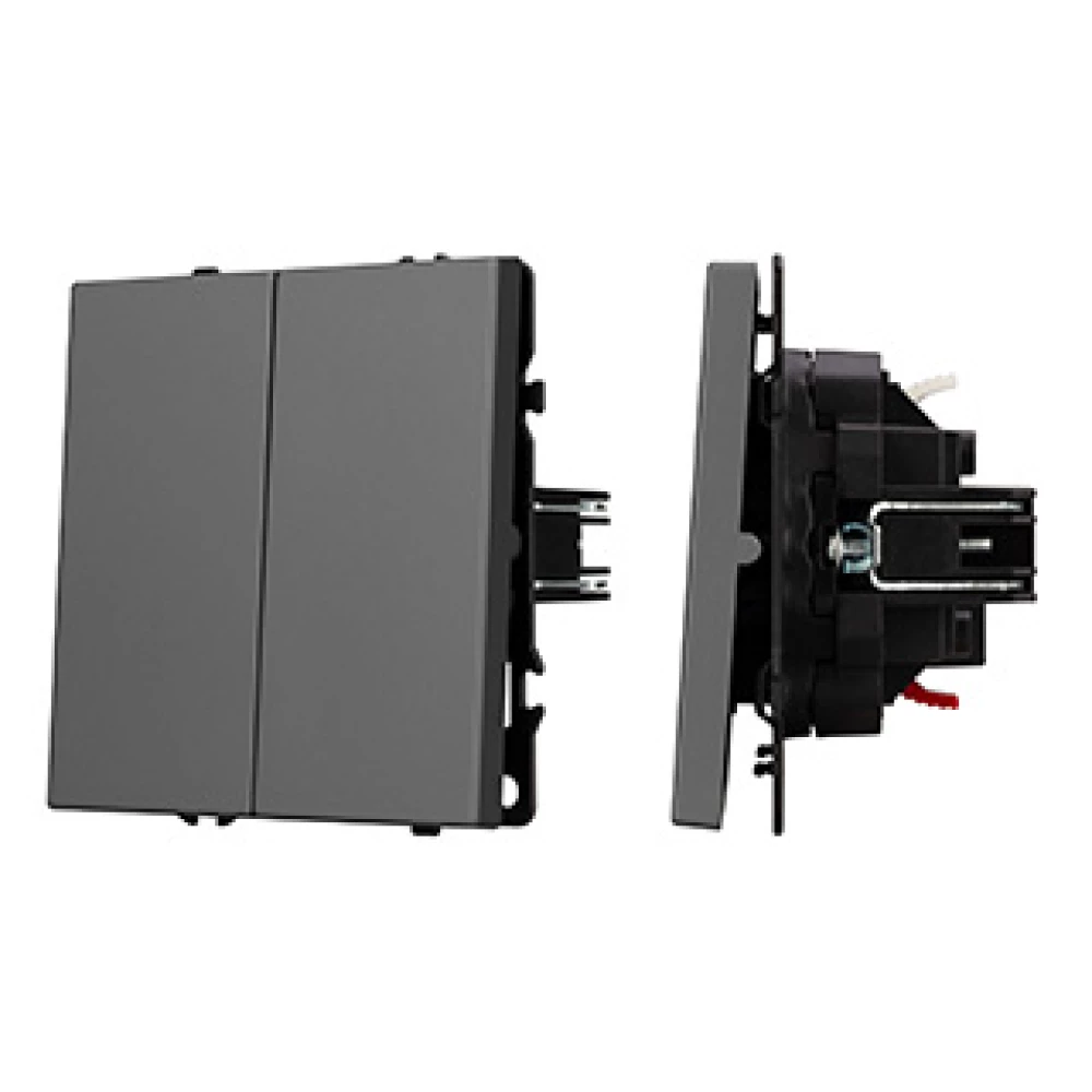 Механизм выключателя двухклавишный проходной SWT-NOBE-MKP2-SFPL-GR (230V, 10A) (Arlight, Серый базальт) 054257 - Viokon.com
