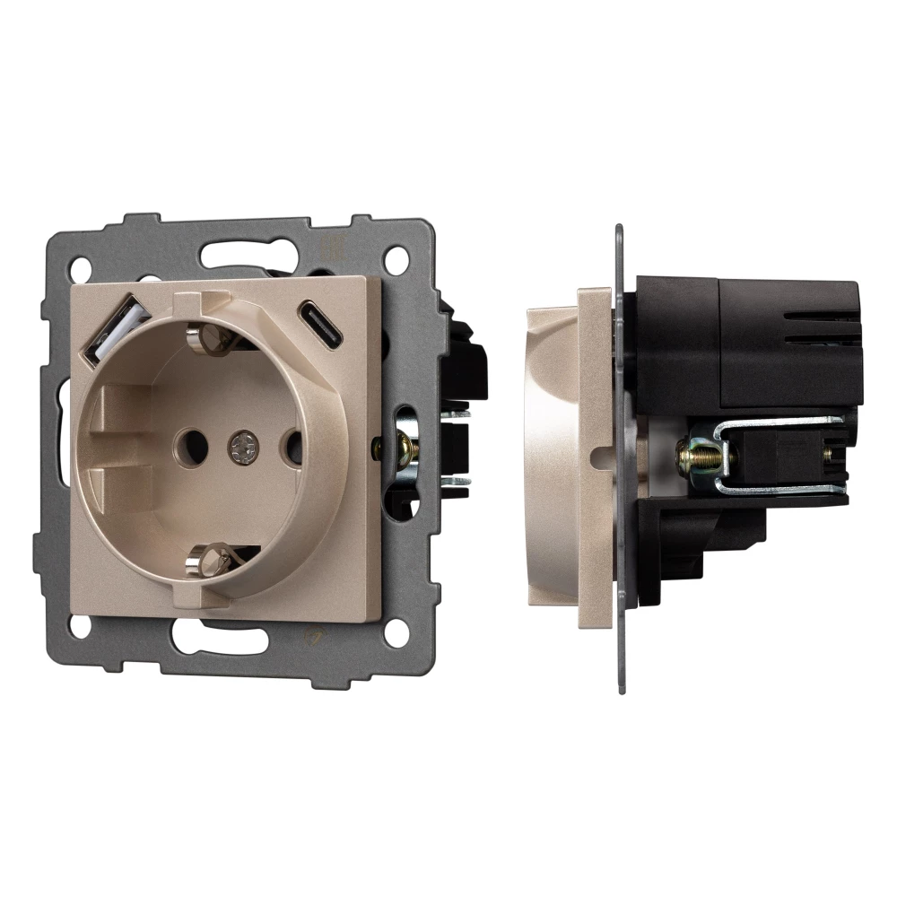 Механизм розетки с USB зарядкой SCT-MUAA-PL-GD-V (250V, 16A) (Arlight, -) 049821 - Viokon.com
