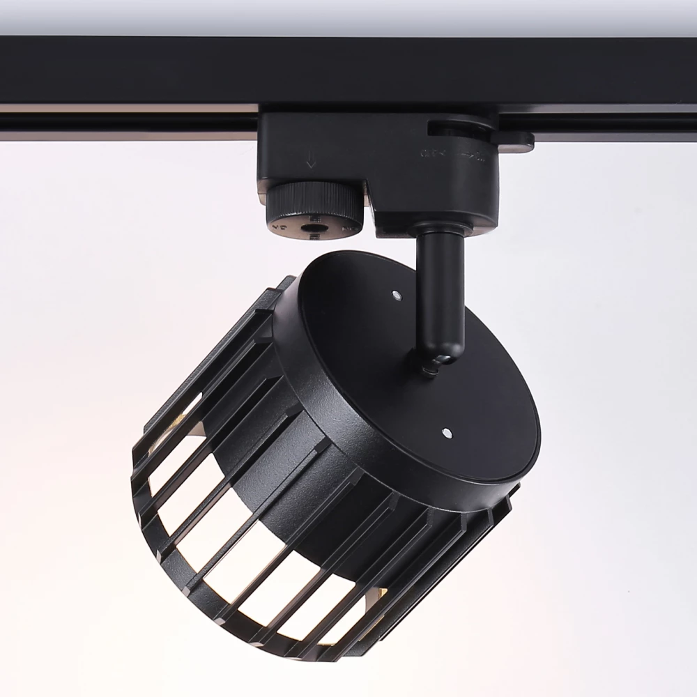 Трековый однофазный светильник со сменной лампой GL5349 BK черный GX53 D100*80 - Viokon.com