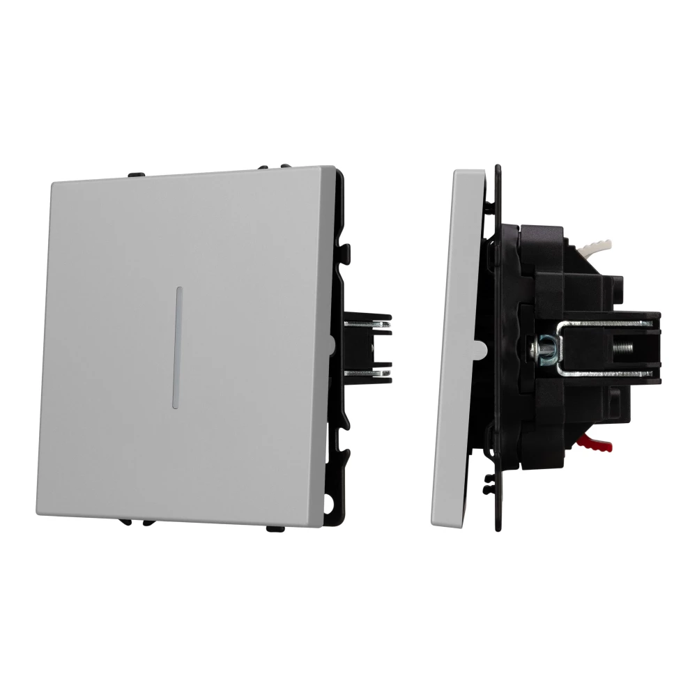 Механизм выключателя одноклавишный проходной LED SWT-NOBE-MKP1-SFPL-L-IS (230V, 10A) (Arlight, Никель) 059431 - Viokon.com