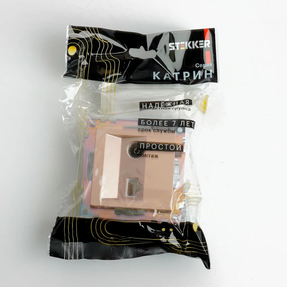 Розетка телевизионная 1-местная (механизм), STEKKER GLS00-7106-02, 75 Ом, 5-862МГц, серия Катрин, шампань (49184) - Viokon.com