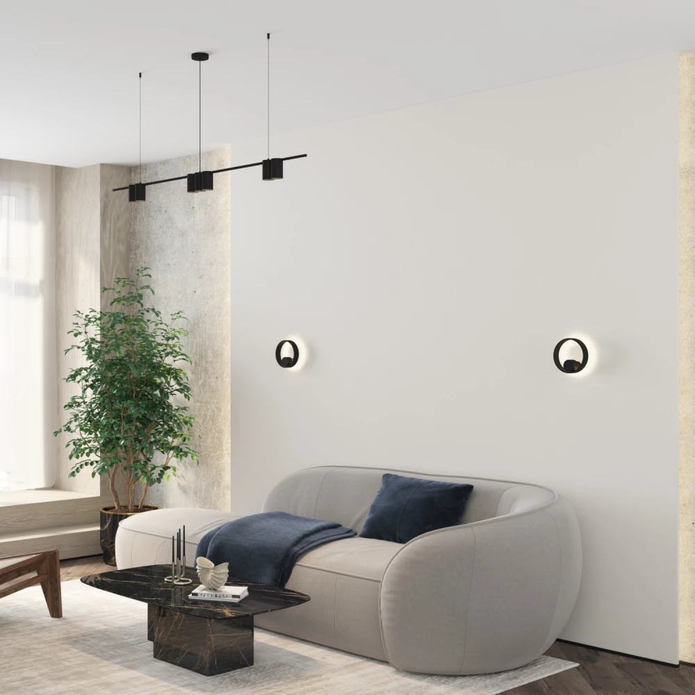 DK4063-BK Подвесной светильник ORBIT IP20 7xGU10 LED до 15 Вт черный матовый алюминий - Viokon.com