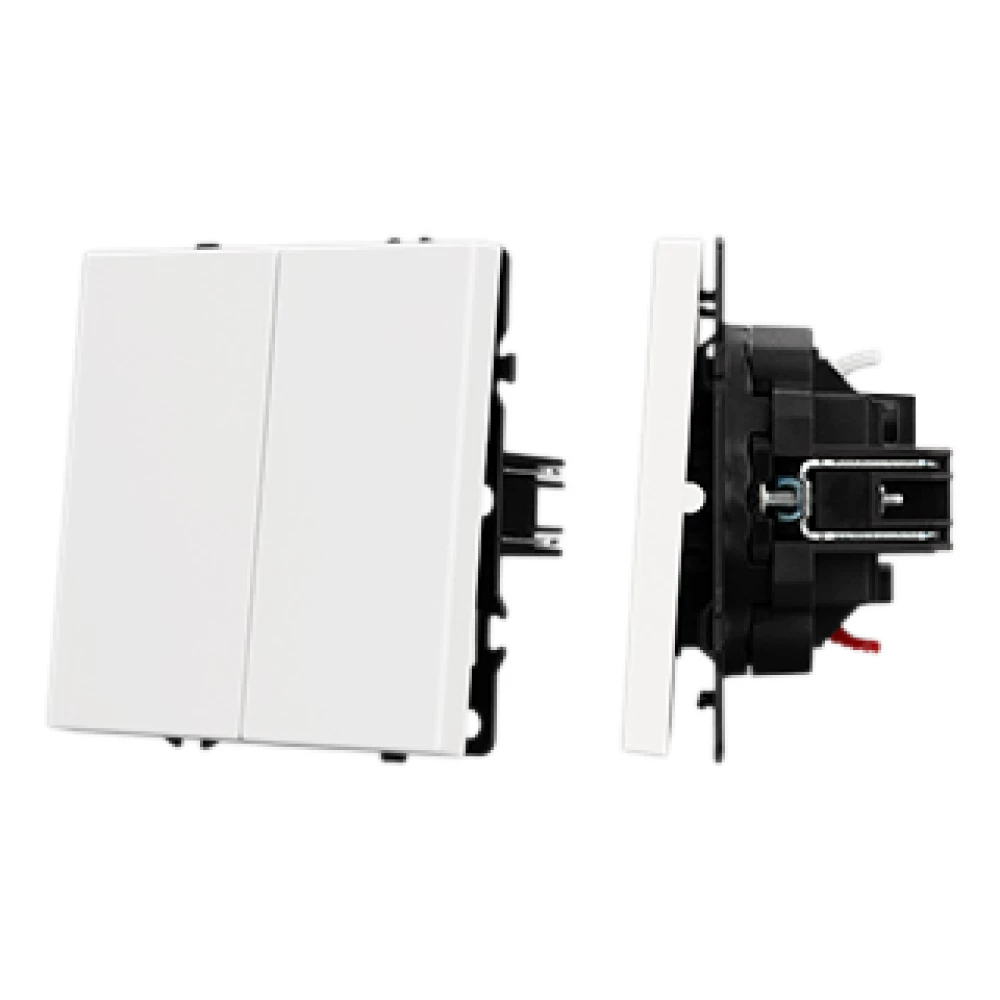 Механизм выключателя двухклавишный непроходной SWT-NOBE-MK02-SFPL-WH (230V, 10A) (Arlight, Белый кварц) 054238 - Viokon.com