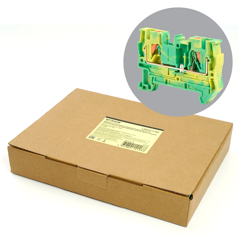 Зажим пружинный, 2-проводной проходной ЗНИ - 4 , JXB PT 4, желтый,зеленый LD572-1-40 (49258) - Viokon.com