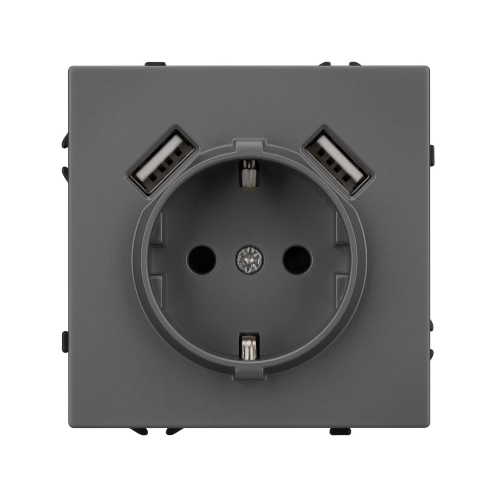Механизм розетки с USB зарядкой SCT-NOBE-MUAA-SFPL-GR (230V, 16A) (Arlight, Серый базальт) 054291 - Viokon.com