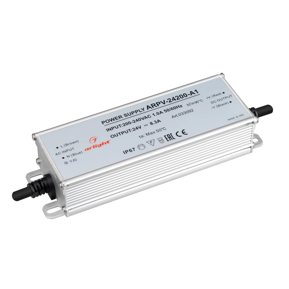 Блок питания ARPV-24200-A1 (24V, 8.3A, 200W) (Arlight, IP67 Металл, 3 года) 033092 - Viokon.com