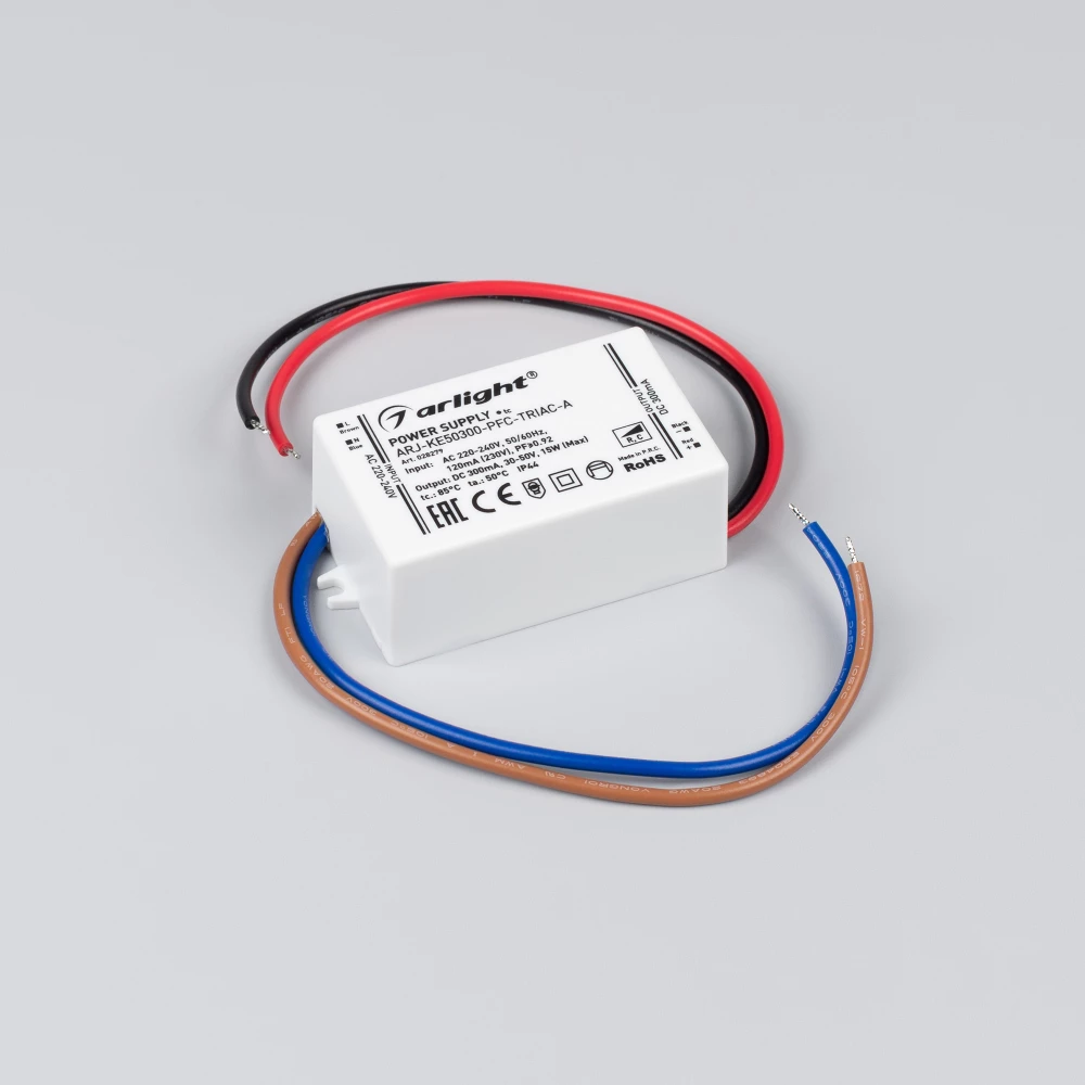 Блок питания ARJ-KE50300-PFC-TRIAC-A (15W, 300mA) (Arlight, IP44 Пластик, 5 лет) 028279 - Viokon.com