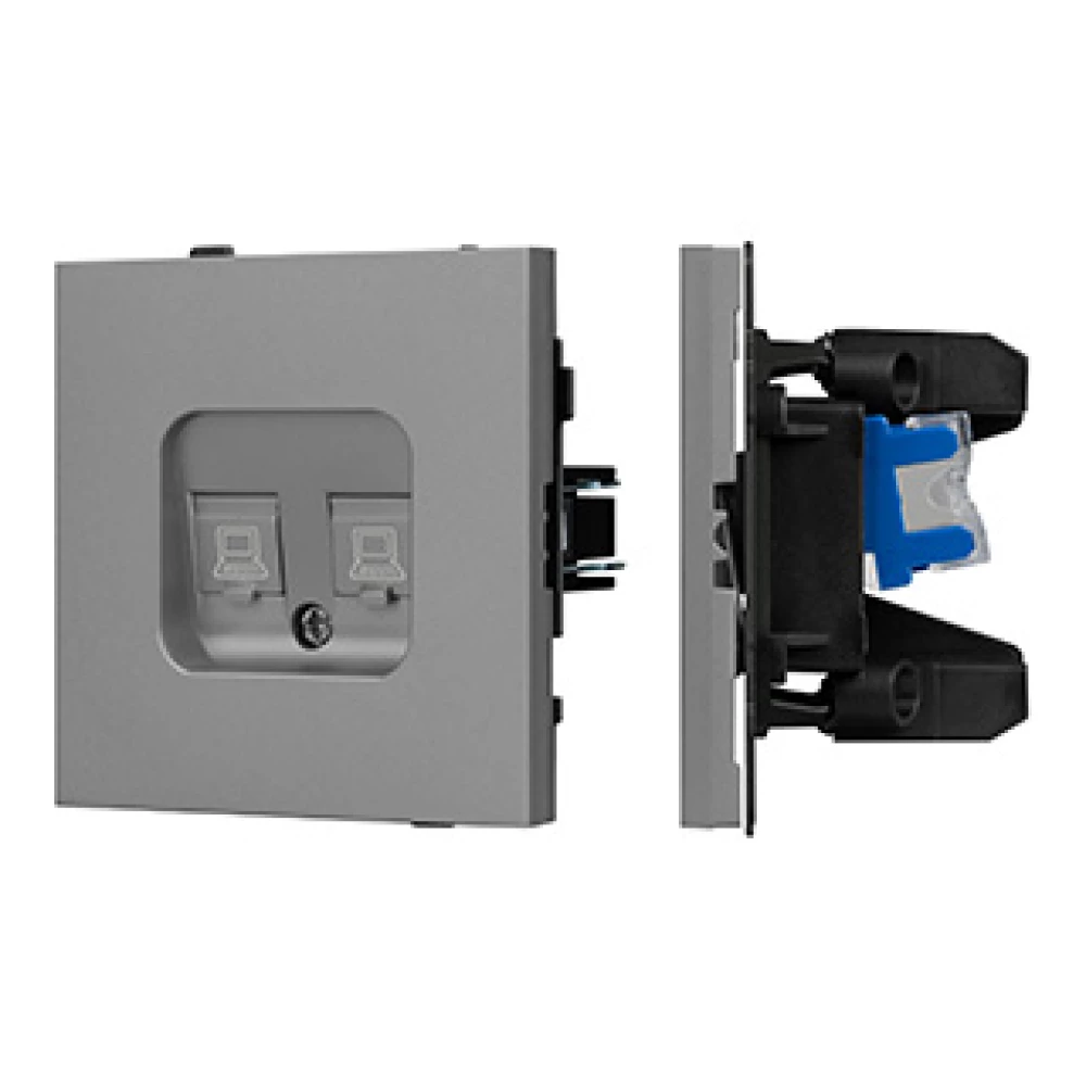 Механизм компьютерной розетки двойной SCT-TENDO-MPC2-PL-GR (RJ-45, CAT6) (Arlight, Графитовый) 054102 - Viokon.com
