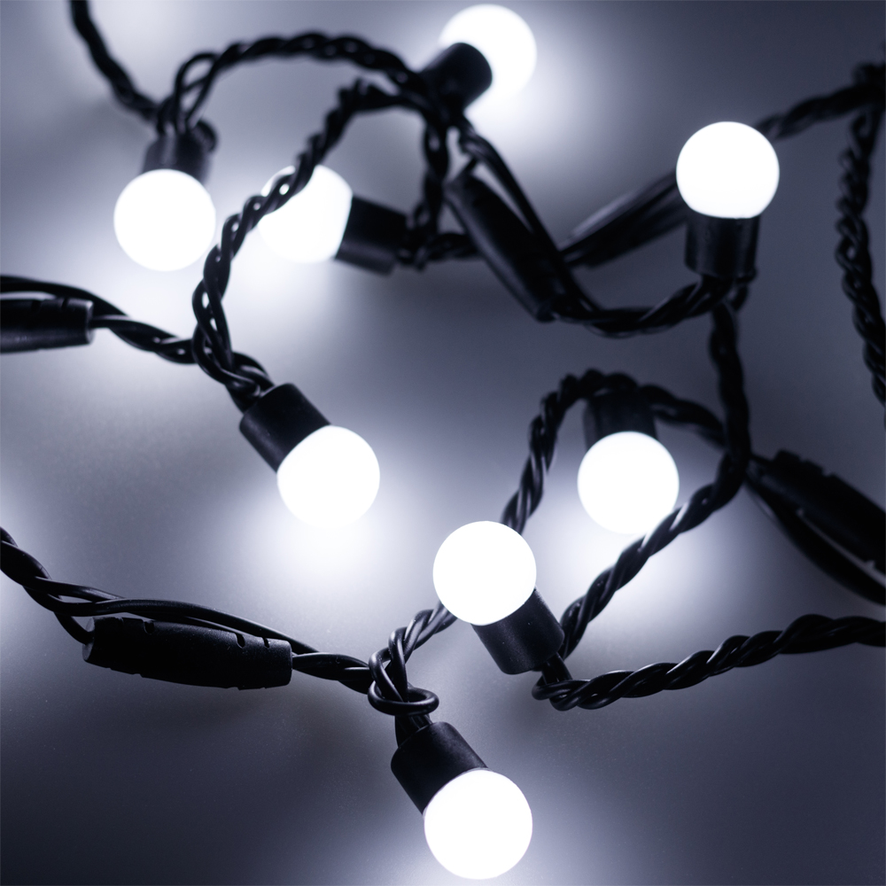 Светодиодная гирлянда ARD-BALL-CLASSIC-D17.5-20000-BLACK-200LED WHITE (230V, 14W) (Ardecoled, IP65) 025590 - Viokon.com