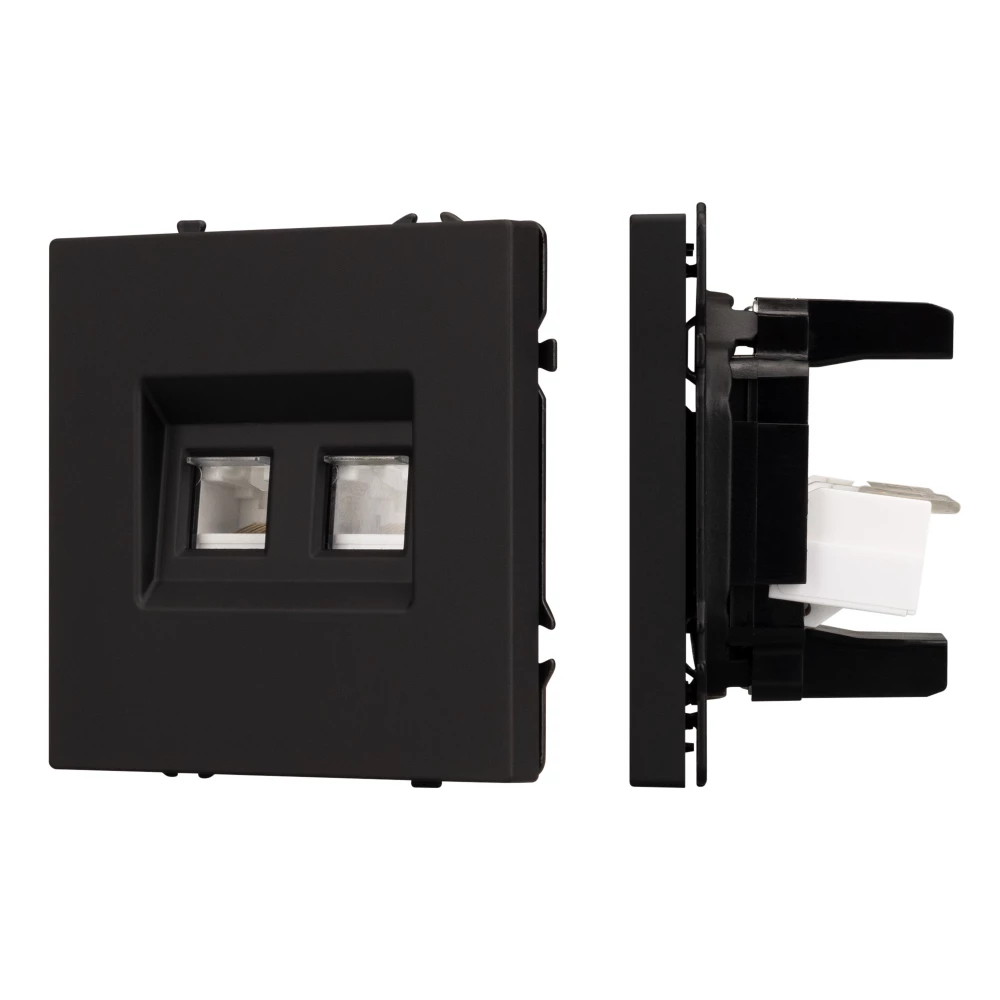 Механизм сдвоенной компьютерной розетки SCT-NOBE-MPC2-SFPL-BK (RJ-45, CAT6) (Arlight, Черный оникс) 054313 - Viokon.com