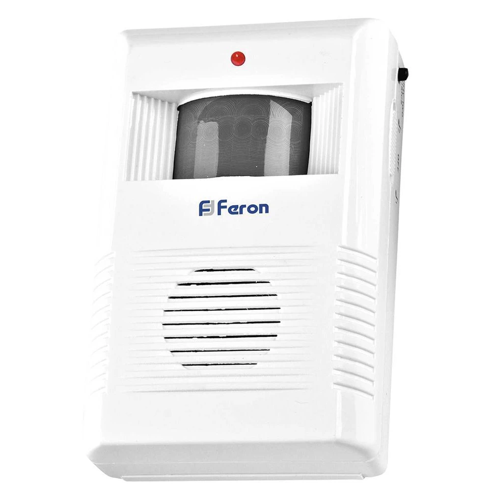 Звонок беспроводной с ИК-датчиком движения Feron 005-B Электрический 36 мелодий белый/серый с питанием от батареек (23690) - Viokon.com
