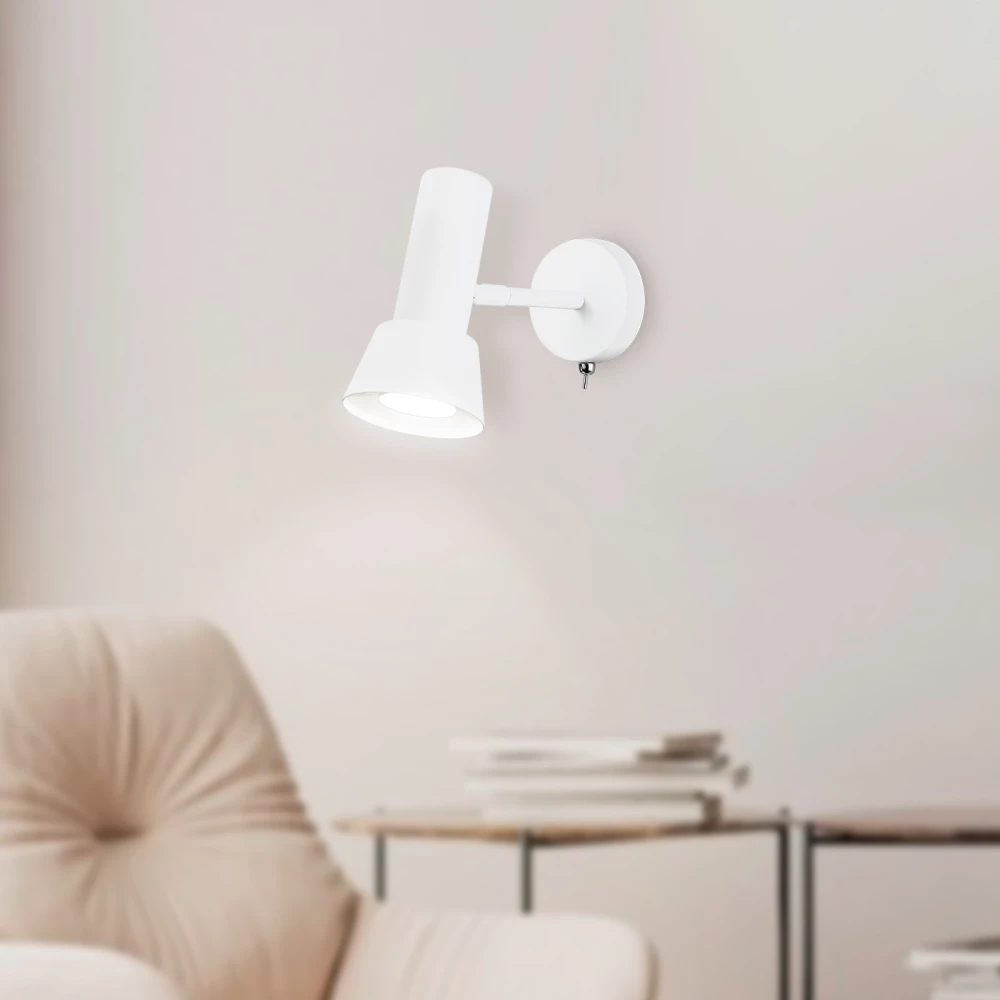 Настенный светильник с выключателем и сменной лампой GU10 TA13128 WH белый GU10 max 12W D85*L150*H240 - Viokon.com