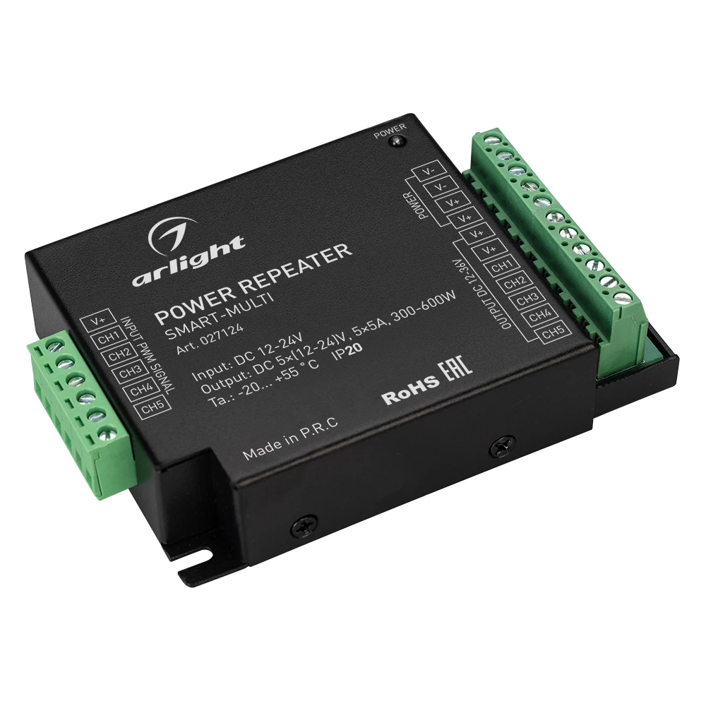 Усилитель SMART-MULTI (12-24V, 5x5A) (Arlight, IP20 Металл, 5 лет) 027124 - Viokon.com