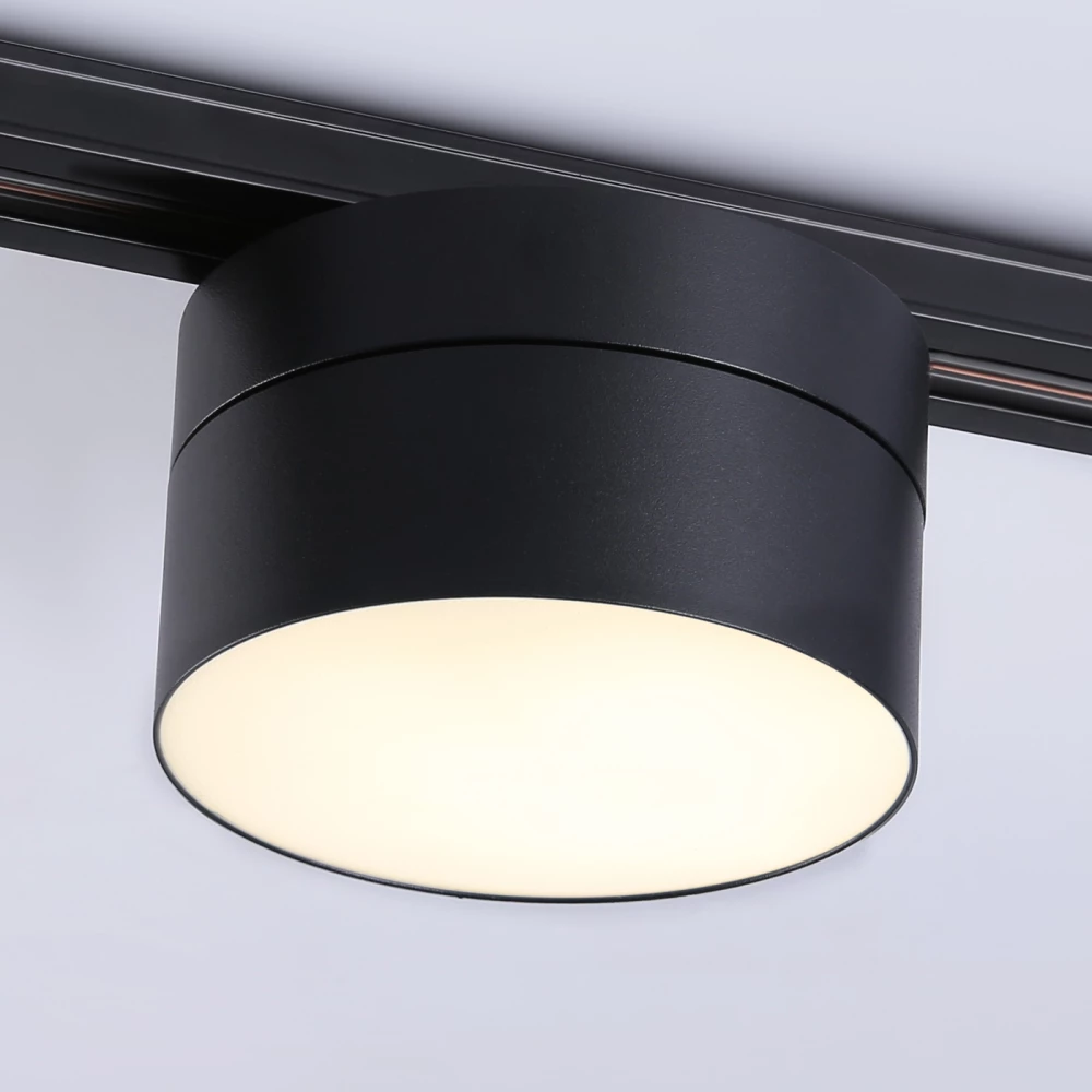 Трековый однофазный светодиодный светильник GL6877 BK черный LED 16W 3000K D115*90 - Viokon.com