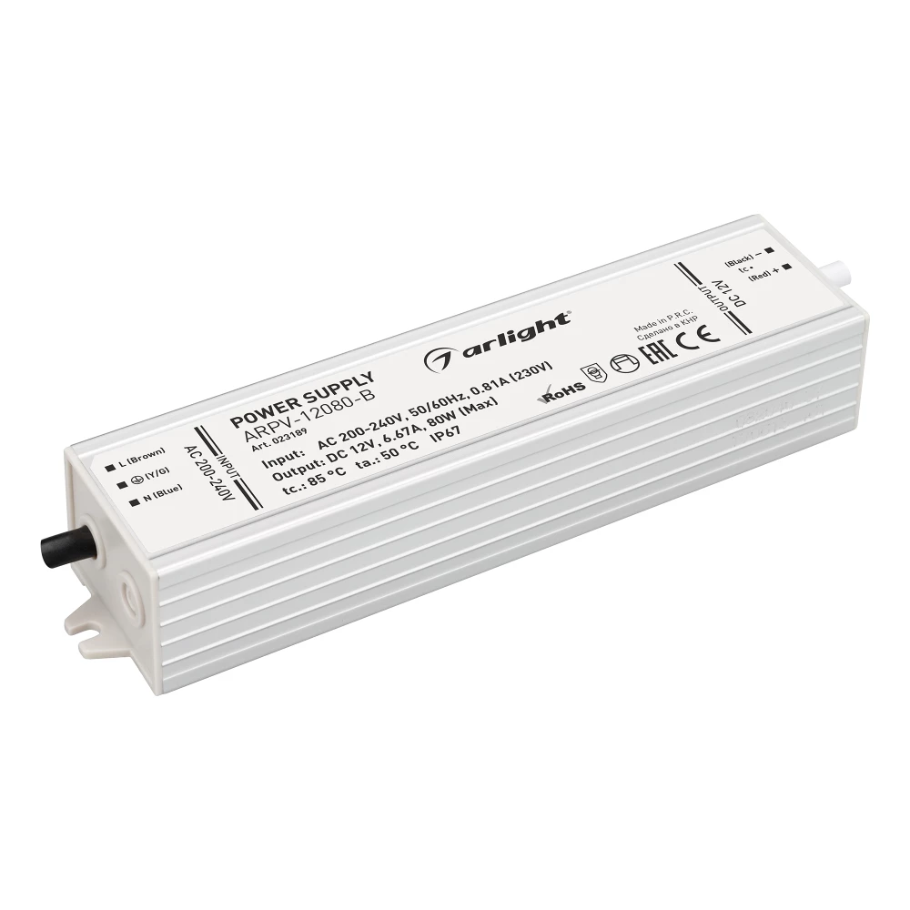 Блок питания ARPV-12080-B (12V, 6.7A, 80W) (Arlight, IP67 Металл, 3 года) 023189 - Viokon.com