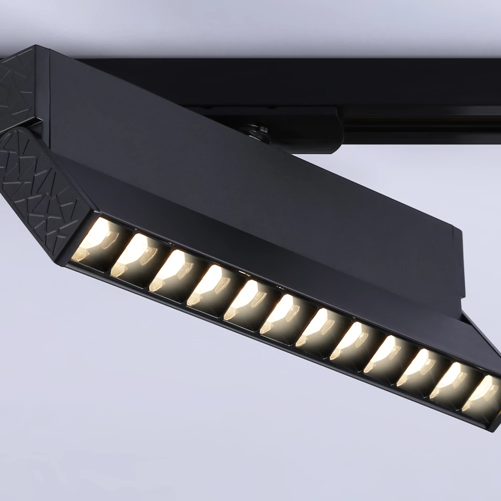 Трековый однофазный светодиодный светильник GL6817 BK черный LED 12W 3000K 24° 230*22*87 - Viokon.com