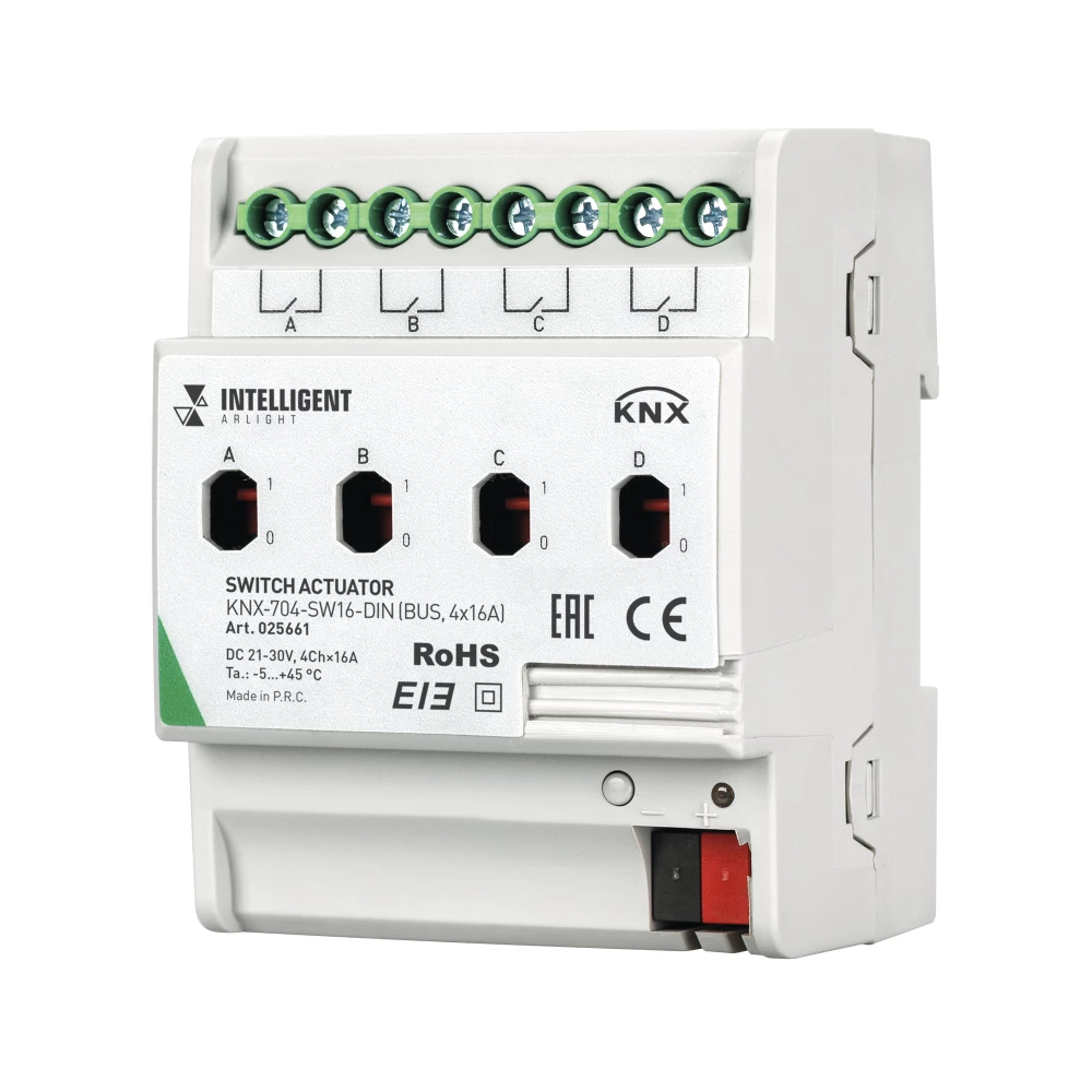 INTELLIGENT ARLIGHT Релейный модуль KNX-704-SW16-DIN (BUS, 4x16A) (Arlight, IP20 Пластик, 2 года) 025661 - Viokon.com