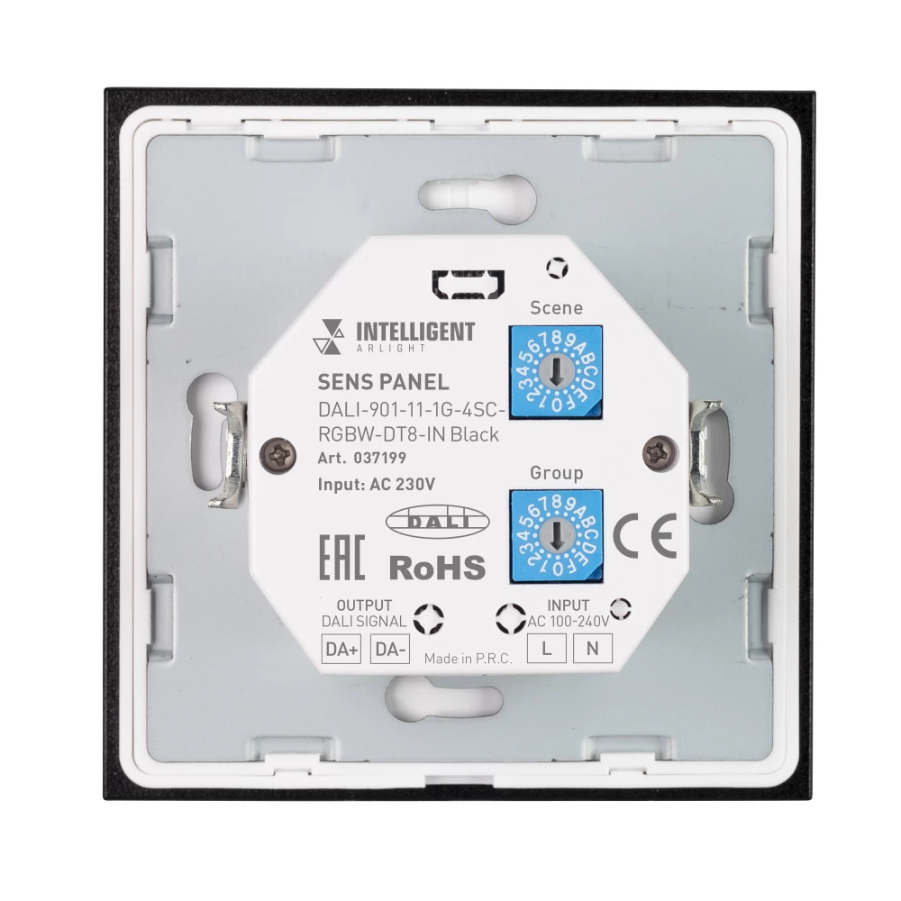 INTELLIGENT ARLIGHT Сенсорная панель DALI-901-11-1G-4SC-RGBW-DT8-IN Black (BUS/230V) (IARL, IP20 Пластик, 3 года) 037199 - Viokon.com