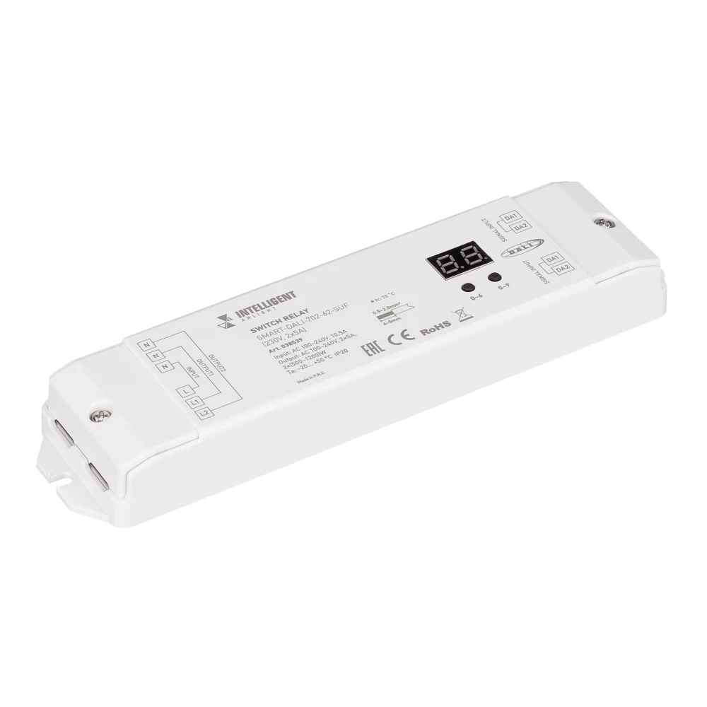 INTELLIGENT ARLIGHT Релейный модуль SMART-DALI-702-62-SUF (230V, 2x5A) (IARL, IP20 Пластик, 5 лет) 038539 - Viokon.com