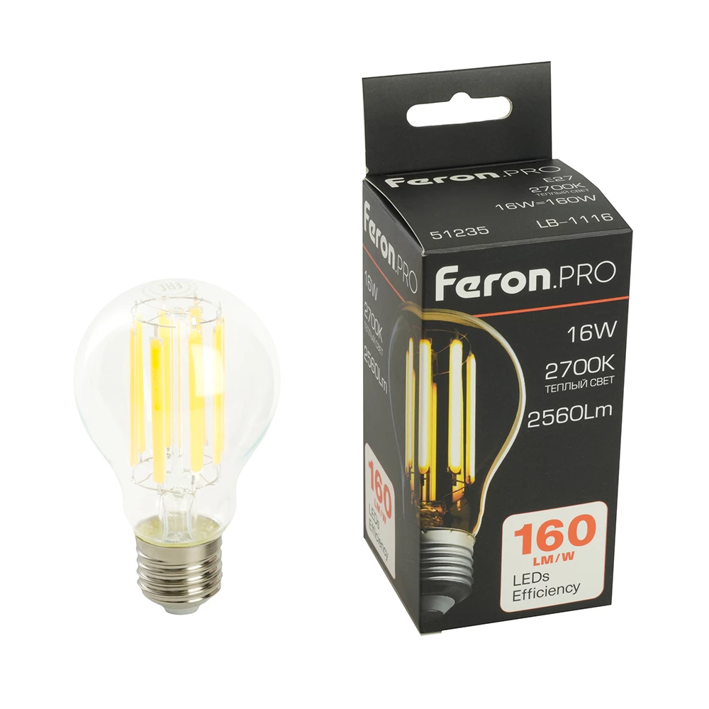 Лампа светодиодная Feron.PRO LB-1116 Шар E27 2560LM 16W 175-265V 2700K (51235) - Viokon.com