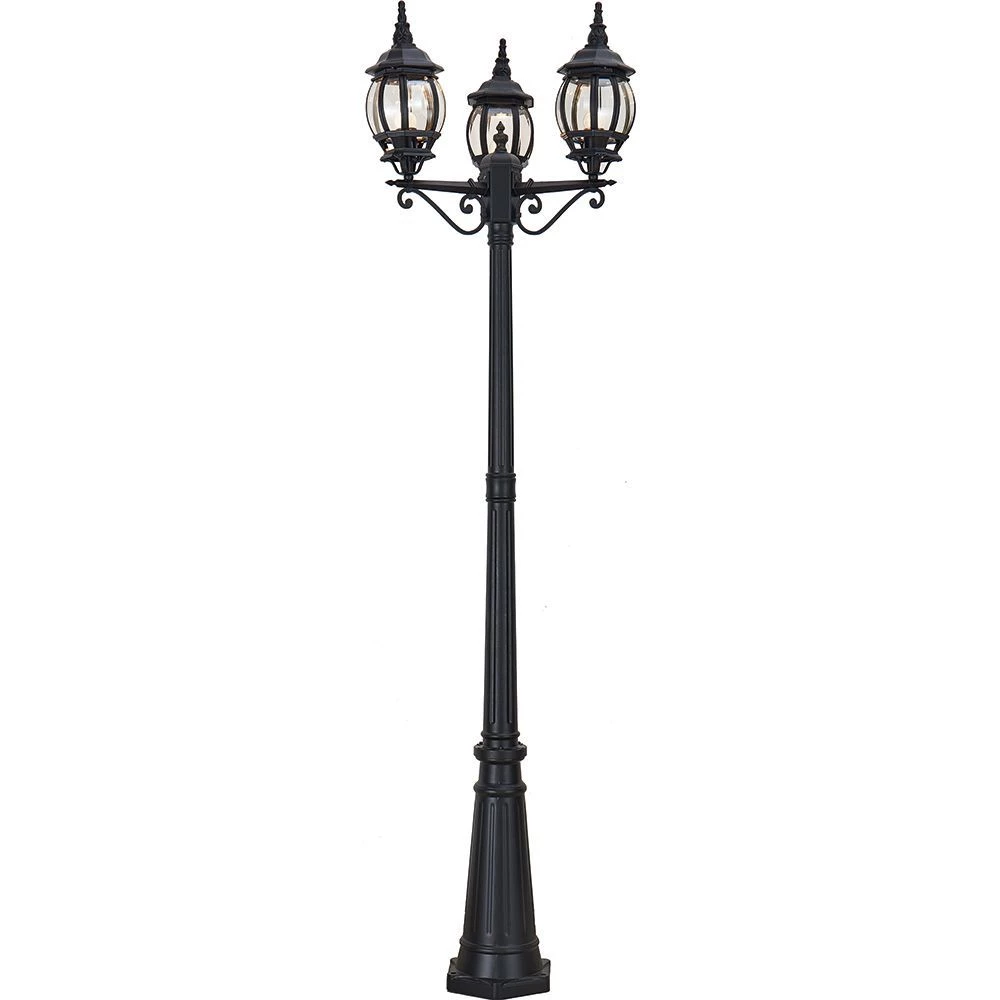 Светильник садово-парковый Feron 8115/PL8115 столб 3*100W E27 230V, черный (11214) - Viokon.com
