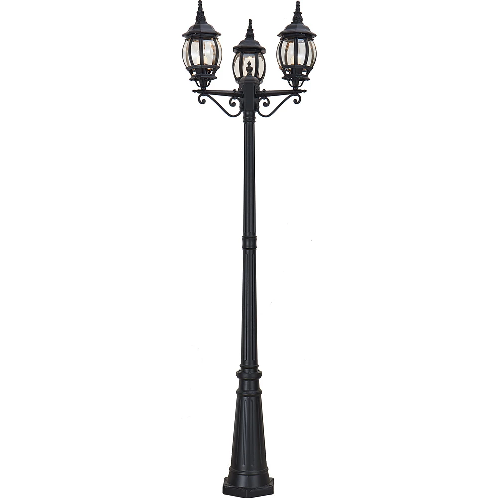 Светильник садово-парковый Feron 8115/PL8115 столб 3*100W E27 230V, черный (11214) - Viokon.com