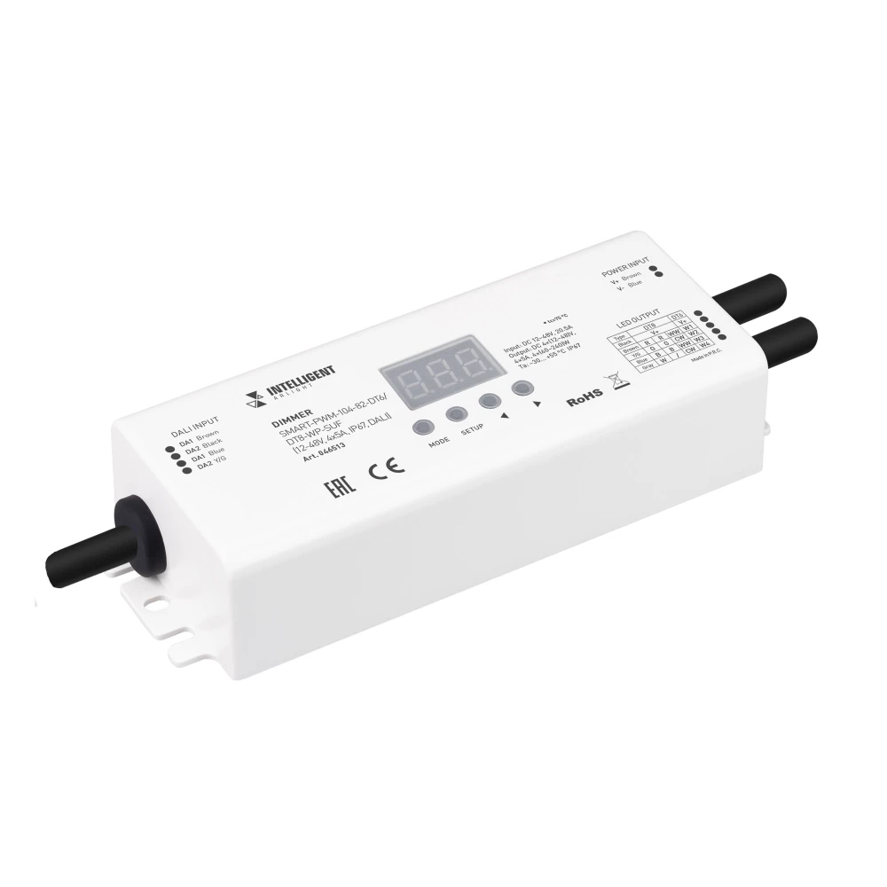 INTELLIGENT ARLIGHT Диммер SMART-PWM-104-82-DT6/DT8-WP-SUF (12-48V, 4x5A, IP67, DALI) (IARL, IP67 Пластик, 5 лет) 046513 - Viokon.com