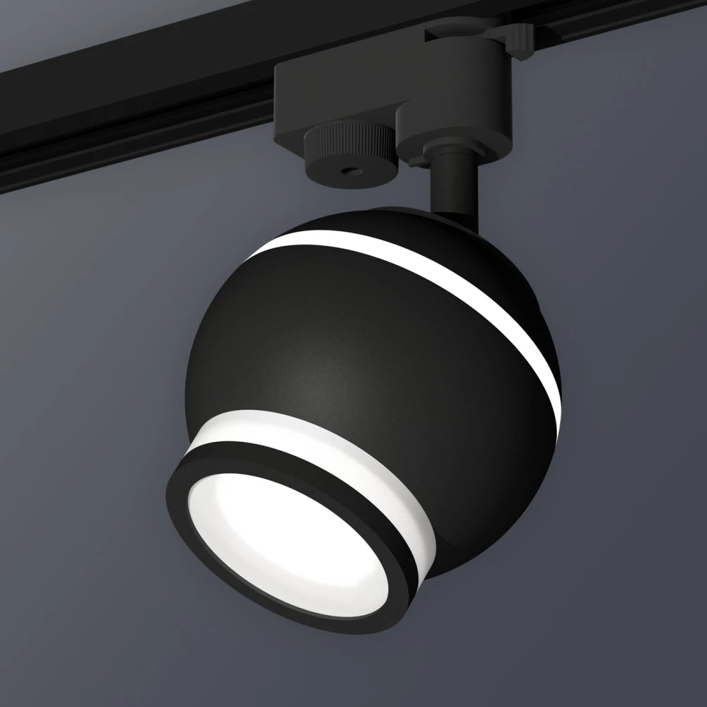 Комплект трекового однофазного светильника с подсветкой XT1102075 SBK/FR черный песок/белый матовый MR16 GU5.3 LED 3W 4200K (A2521, C1102, N7121) - Viokon.com