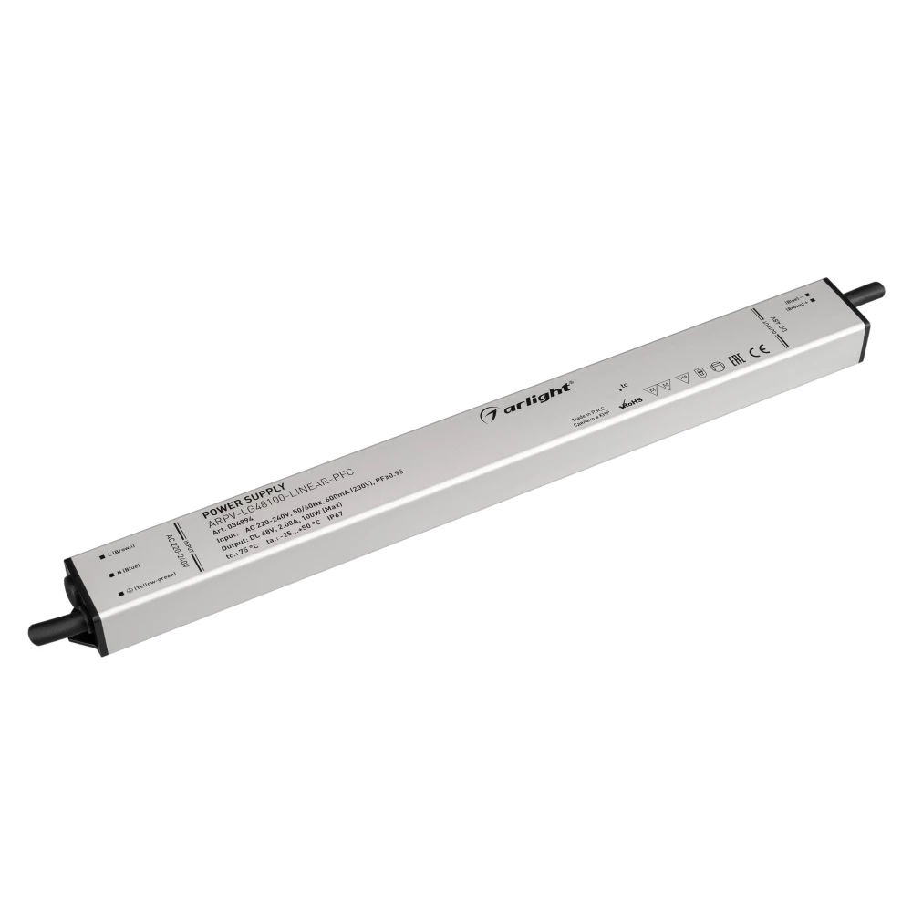 Блок питания ARPV-LG48100-LINEAR-PFC (48V, 2.08A, 100W) (Arlight, IP67 Металл, 5 лет) 034894 - Viokon.com