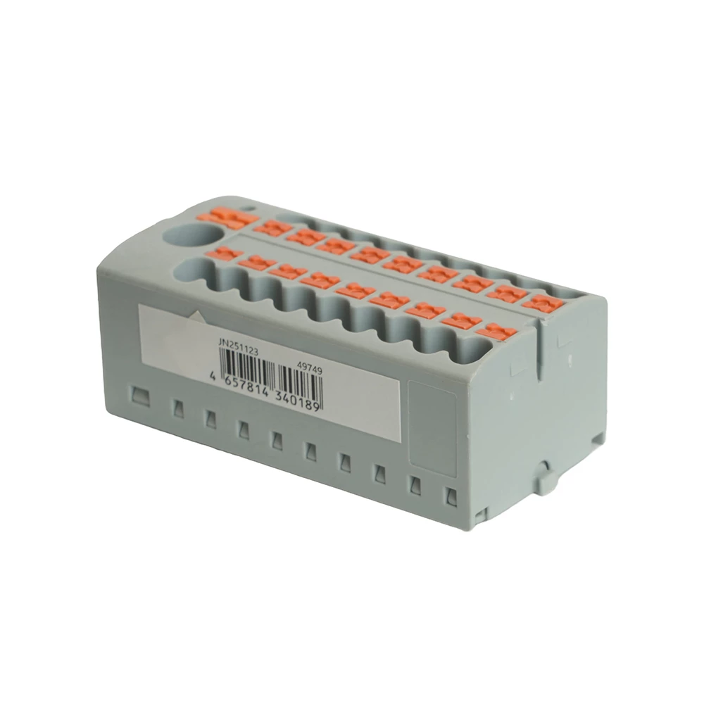 Зажим блочный (групп) для распред.тока нагрузки push-in на 18 точек, сеч 2,5 мм2,690V,41А, 1точка интегр. питание,  LD580 PTFIX 6-18/25 (49749) - Viokon.com