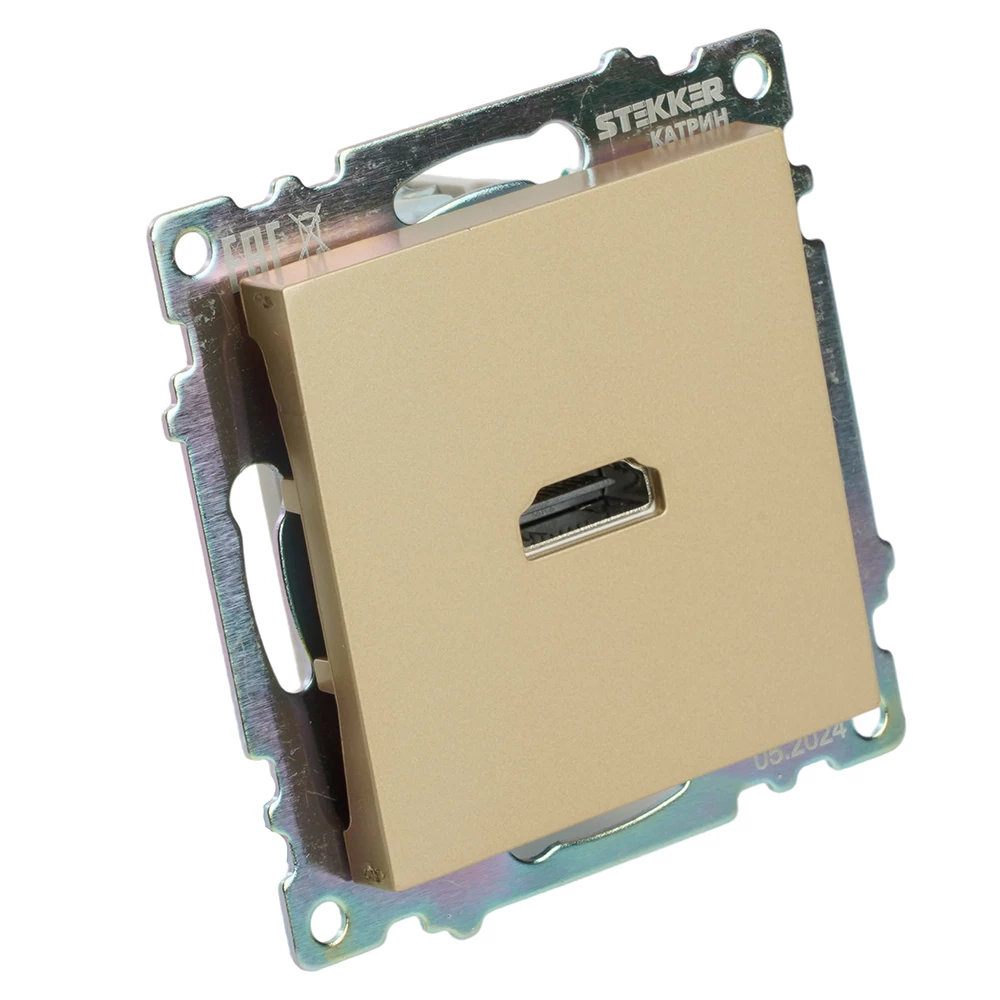 Розетка HDMI 2.1, Type A (механизм), STEKKER, GLS00-7118-08, серия Катрин, золото (50060) - Viokon.com