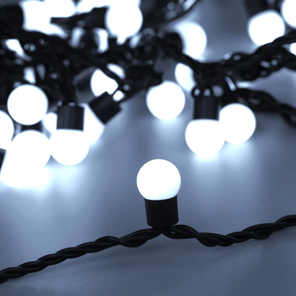 Светодиодная гирлянда ARD-BALL-CLASSIC-D17.5-10000-BLACK-100LED WHITE (230V, 7W) (Ardecoled, IP65) 025583 - Viokon.com
