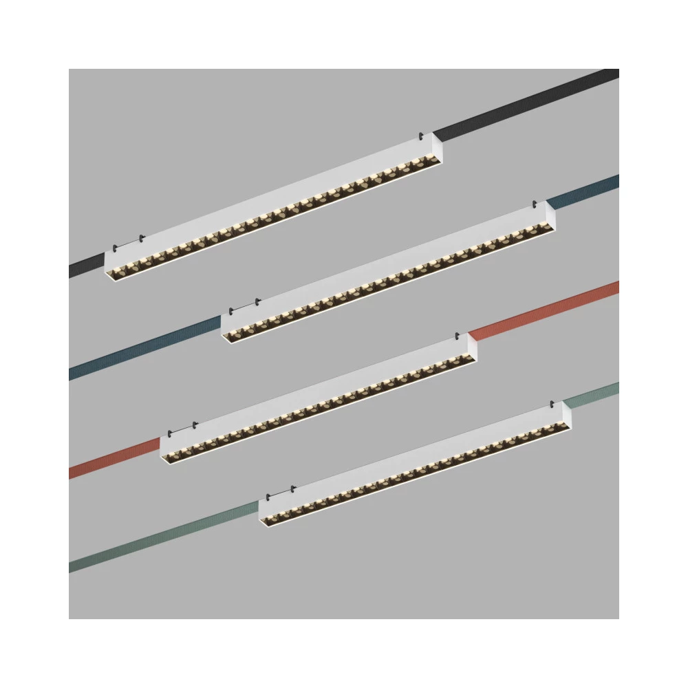 DK5573-WB Cветильник для трека-ремня Belty серия Grill со светодиодом L642W40H45мм 48V DC 24W RA90 24 3000K IP20 белый с черным алюминий - Viokon.com