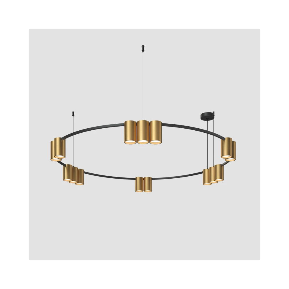 DK4067-BKSG Подвесной светильник ORBIT IP20 15xGU10 LED до 15 Вт черный  сатинированное золото алюминий - Viokon.com