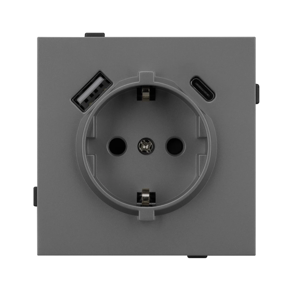 Механизм розетки с USB зарядкой SCT-TENDO-MUAC-SFPL-GR (230V, 16A) (Arlight, Матовый графитовый) 054609 - Viokon.com