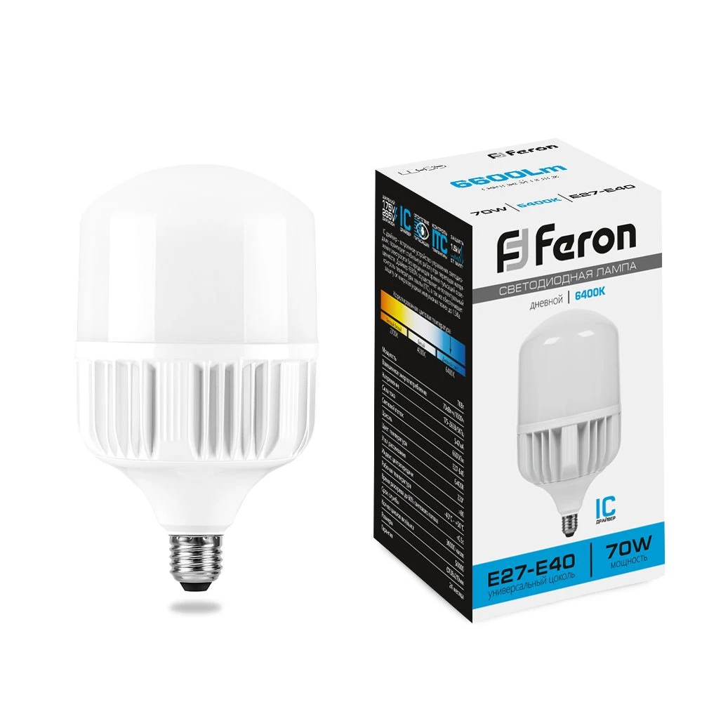 Лампа светодиодная Feron LB-65 E27-E40 70W 175-265V 6400K (25783) - Viokon.com