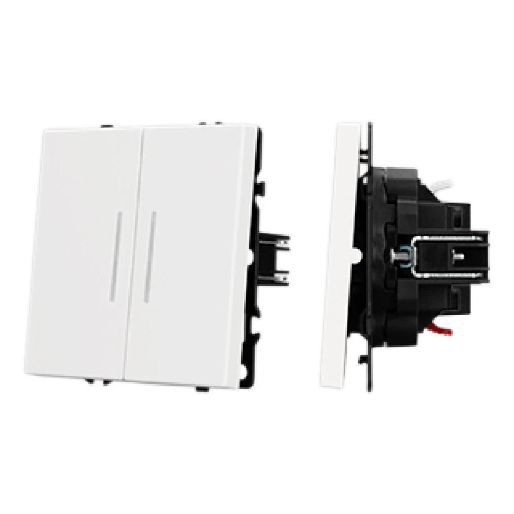 Механизм выключателя двухклавишный проходной LED SWT-NOBE-MKP2-SFPL-L-WH (230V, 10A) (Arlight, Белый кварц) 054240 - Viokon.com