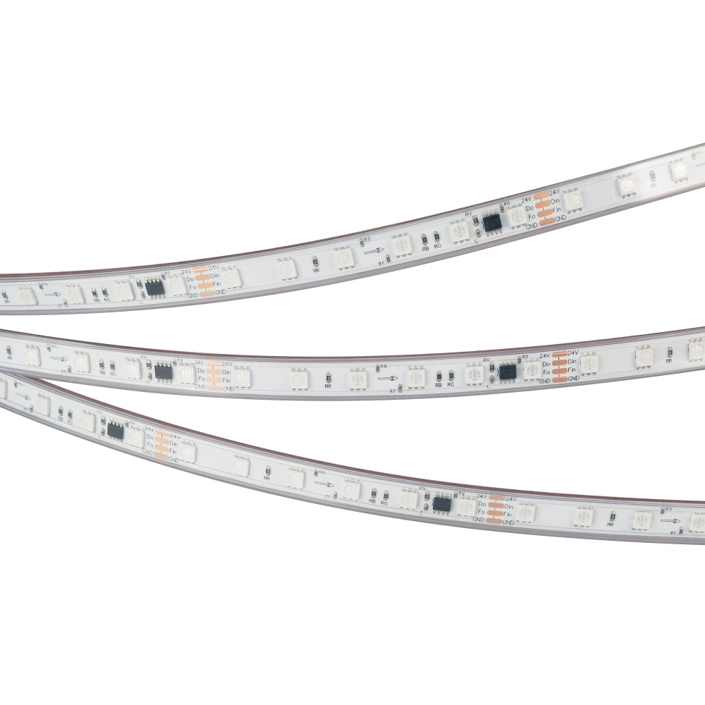 Лента герметичная SPI-PS-B60-12mm 24V RGB-PX6-BPT (12 W/m, IP67, 5060, 5m) (Arlight, бегущий огонь) 039181 - Viokon.com