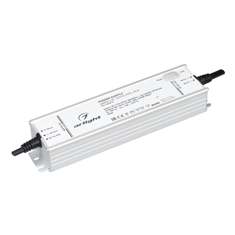 Блок питания ARPV-LG-12215-PFC-VCA (10.5-13.5V, 18A, 215W) (Arlight, IP65 Металл, 5 лет) 049619 - Viokon.com