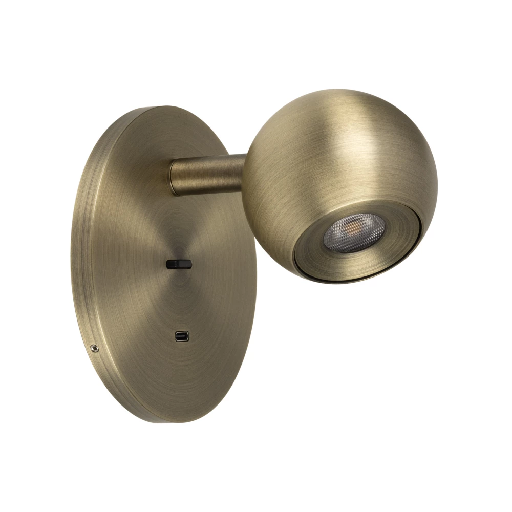 Светильник SP-OTTORI-WALL-CHARGE-6W Warm3000 (BR, 30 deg, 230V, USB-C) (Arlight, IP20 Металл, 3 года) 058483 - Viokon.com