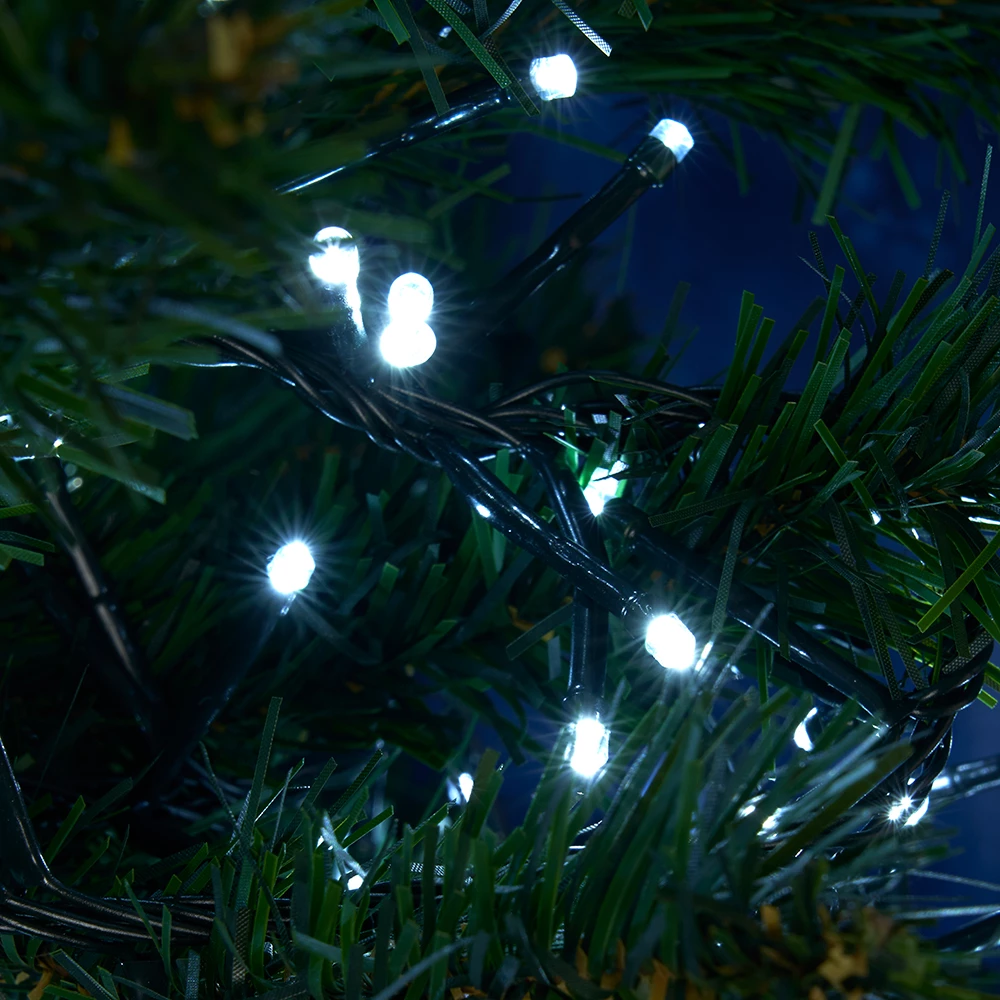 Светодиодная гирлянда Кластер Feron CL10 линейная 20м + 3м 230V 5000К, c питанием от сети, зеленый шнур (48180) - Viokon.com