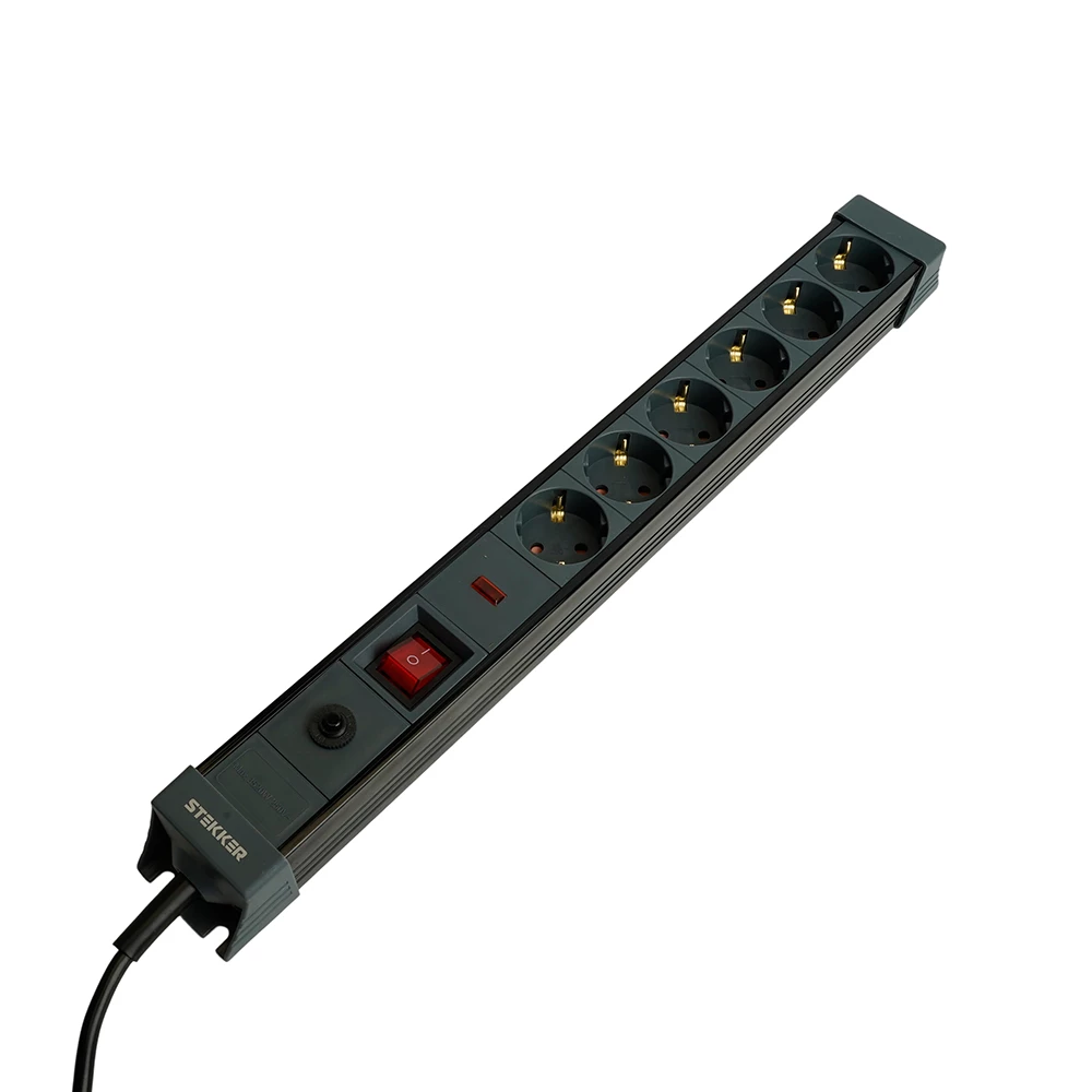 Сетевой фильтр 6-местный с/з STEKKER 3x1мм2, 5 м, 250В, 16А, серия Techno, HM22-61-05, черный (50161) - Viokon.com