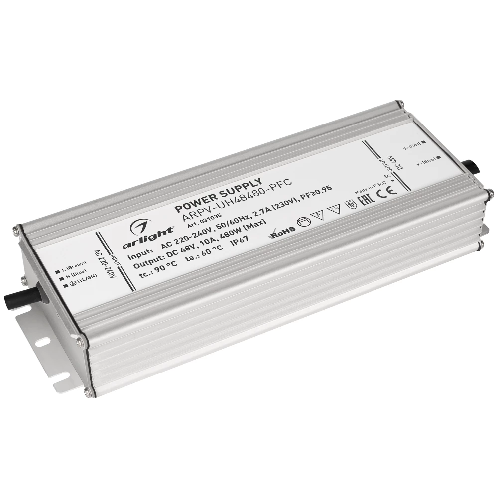 Блок питания ARPV-UH48480-PFC (48V, 10A, 480W) (Arlight, IP67 Металл, 7 лет) 031035 - Viokon.com