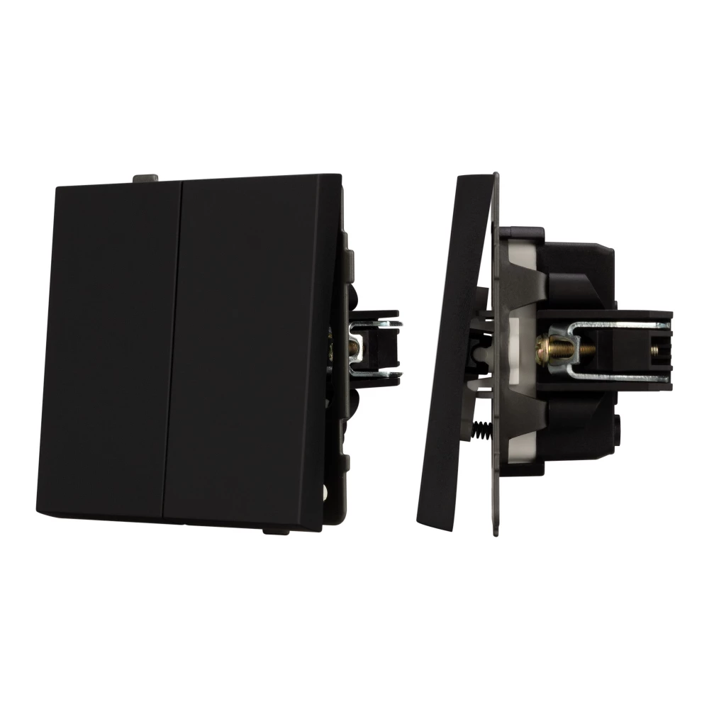 Механизм выключателя двухклавишный непроходной SWT-TENDO-MK02-SFPL-BK (230V, 10A) (Arlight, Матовый черный) 054544 - Viokon.com