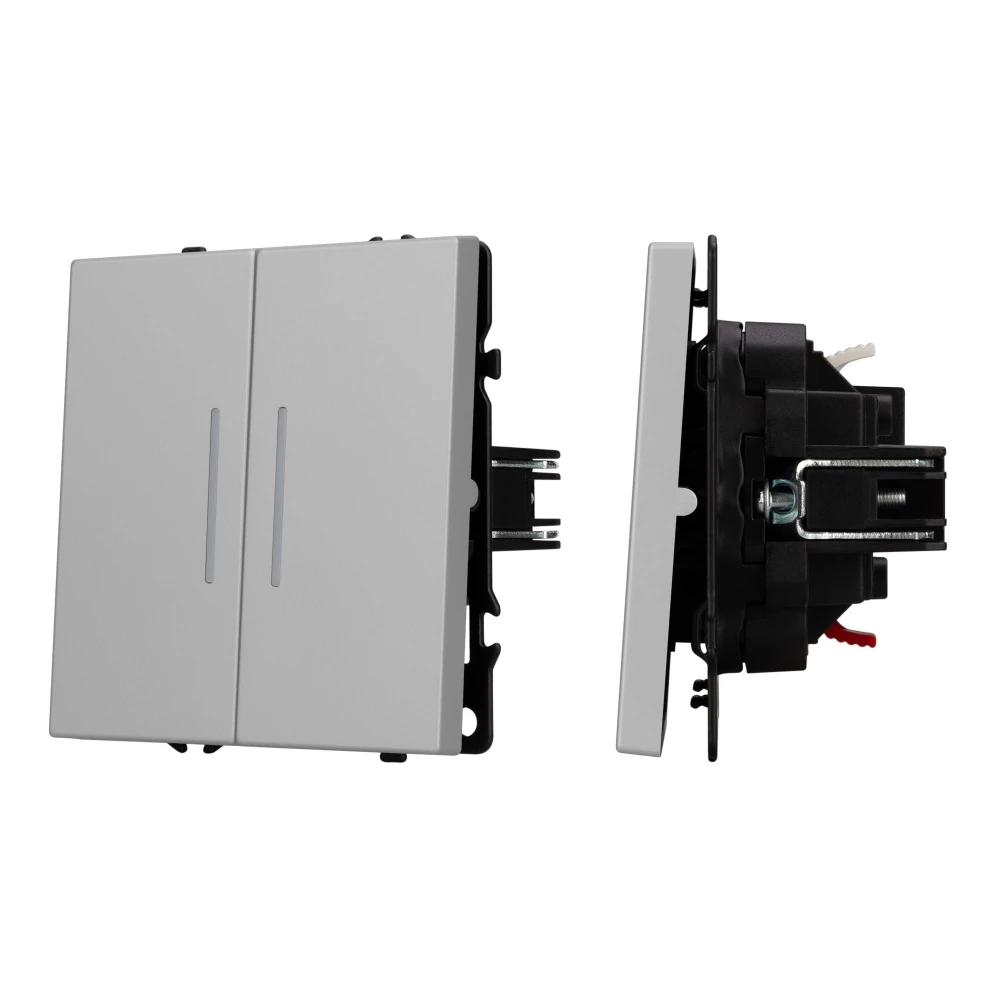 Механизм выключателя двухклавишный непроходной LED SWT-NOBE-MK02-SFPL-L-IS (230V, 10A) (Arlight, Никель) 059418 - Viokon.com