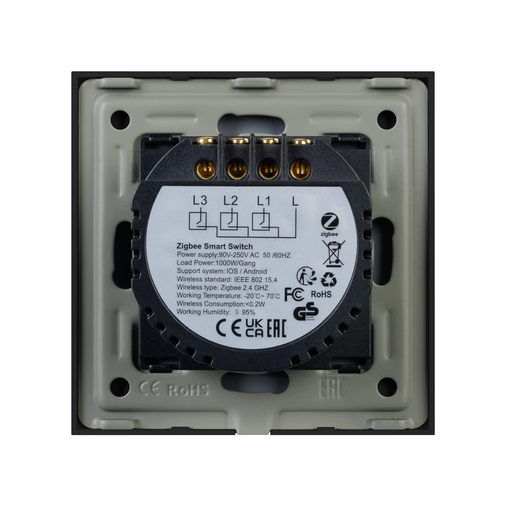 Выключатель сенсорный SWT-OMALI-S03-ZB-BK (250V, 10A, Zigbee) (Arlight, Стекло) 050046 - Viokon.com