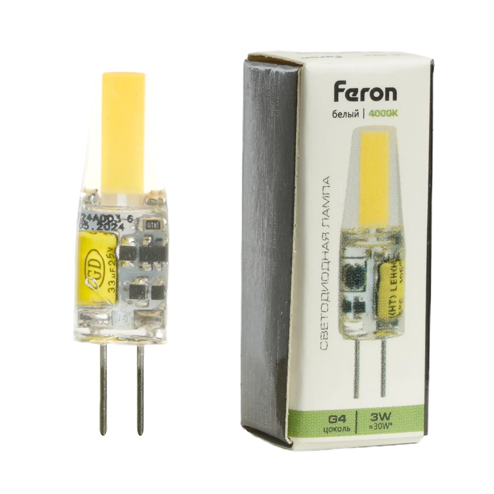 Лампа светодиодная Feron LB-424 G4 3W 12V 4000K (51171) - Viokon.com